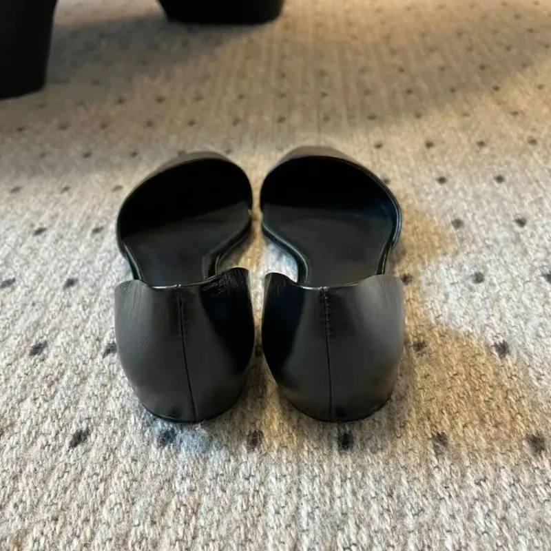 Genuine Leather Flat Shoes Women Retro Small Square Toe Slanted Mouth Hollow Single Shoes for Women Spring Autumn Flat Sandals Genuine Leather Flat Shoes Women Retro Small Square Toe Slanted Mouth Hollow Single Shoes for Women Spring Autumn Flat Sandals