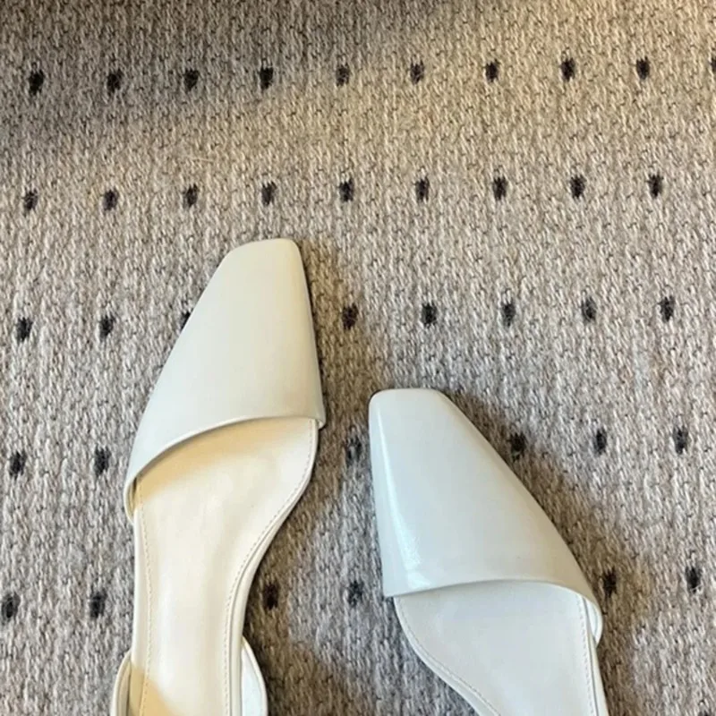 Genuine Leather Flat Shoes Women Retro Small Square Toe Slanted Mouth Hollow Single Shoes for Women Spring Autumn Flat Sandals Genuine Leather Flat Shoes Women Retro Small Square Toe Slanted Mouth Hollow Single Shoes for Women Spring Autumn Flat Sandals