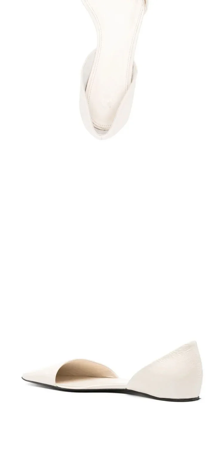 Genuine Leather Flat Shoes Women Retro Small Square Toe Slanted Mouth Hollow Single Shoes for Women Spring Autumn Flat Sandals