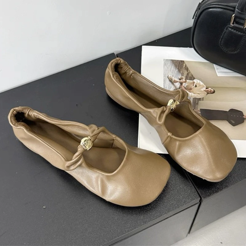 Retro Fashion Mary Jane Shoes Women Comfort Soft Sole Casual Shoes Female Yellow Elegant Brand Flat Shoes Zapatos De Mujer