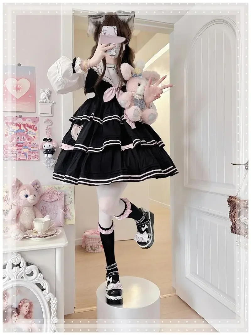 Lovely Girls Lolita Sweet Bowknots Platform Shoes Kawaii Alice Lace Flat Elevator Shoes Mary Janes