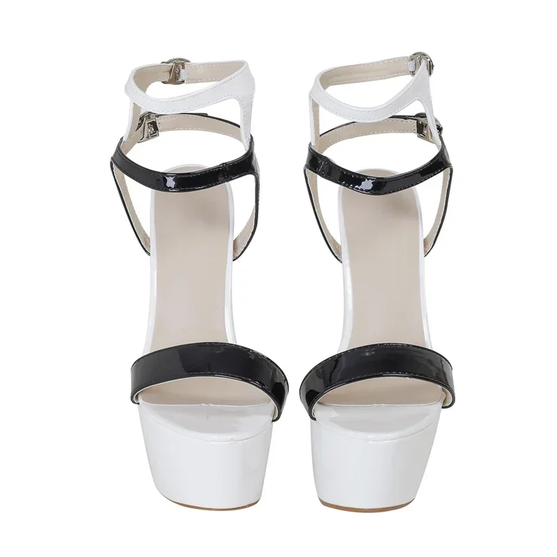 Sexy Red High Heels Platform Sandals for Women Fashion Double Buckle Strap Open Toe Wedding Banquet Shoes Big Size 45 46