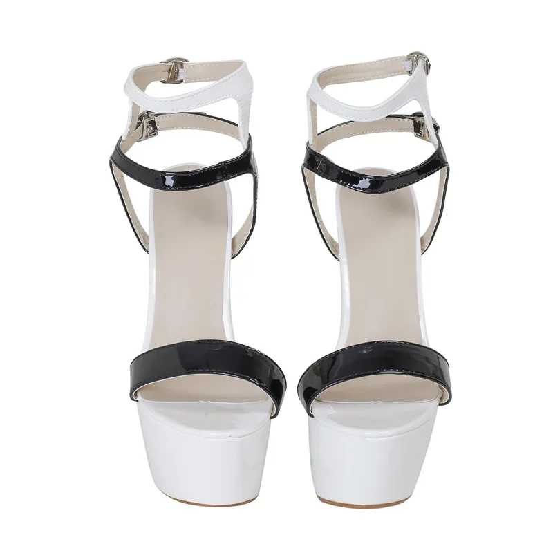 Sexy Red High Heels Platform Sandals for Women Fashion Double Buckle Strap Open Toe Wedding Banquet Shoes Big Size 45 46