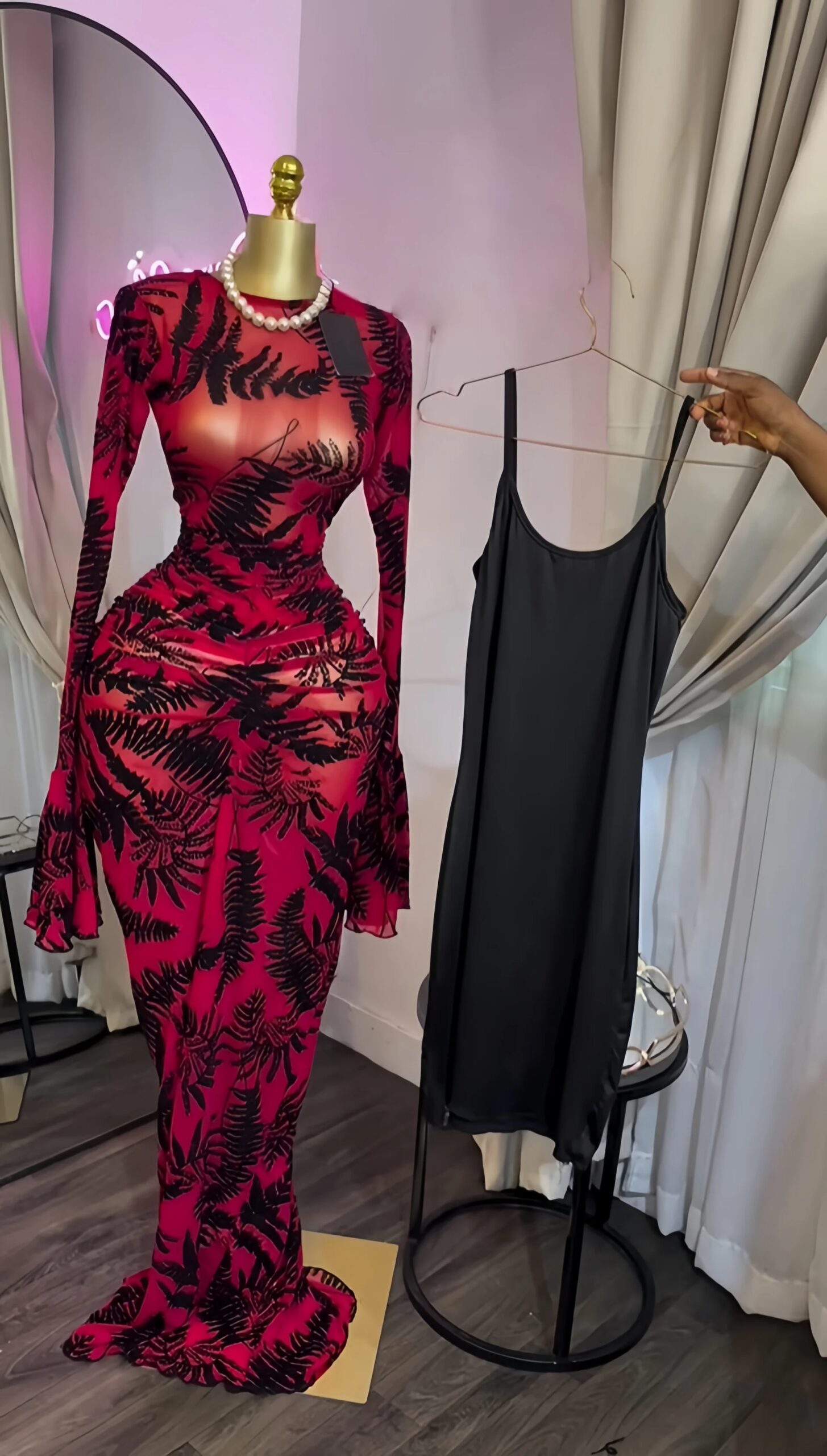 GLCMYAYA Women Flocking Stacked Ruched Long Sleeve with Tank Maxi Mermaid Dress 2026 Birthday Holiday Trendy Dresses Vestidos