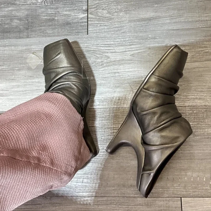 Novelty Square Peep Toe Strange Heel Mules Designer High Heel Summer Outdoor High Heeled Women All Match Sexy Pumps Single Shoes