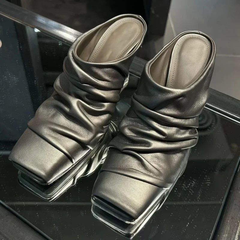 Novelty Square Peep Toe Strange Heel Mules Designer High Heel Summer Outdoor High Heeled Women All Match Sexy Pumps Single Shoes Novelty Square Peep Toe Strange Heel Mules Designer High Heel Summer Outdoor High Heeled Women All Match Sexy Pumps Single Shoes