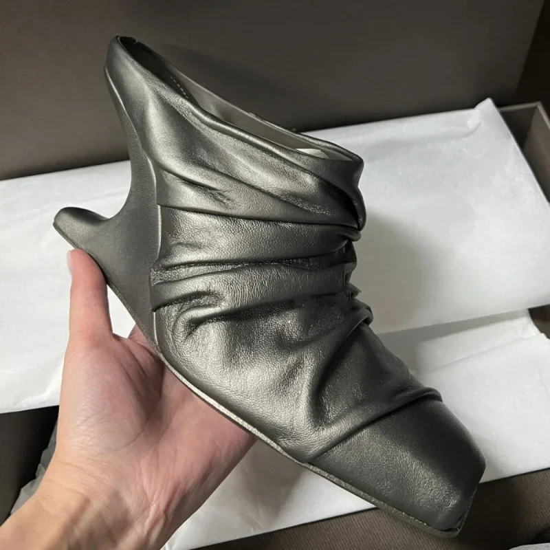 Novelty Square Peep Toe Strange Heel Mules Designer High Heel Summer Outdoor High Heeled Women All Match Sexy Pumps Single Shoes