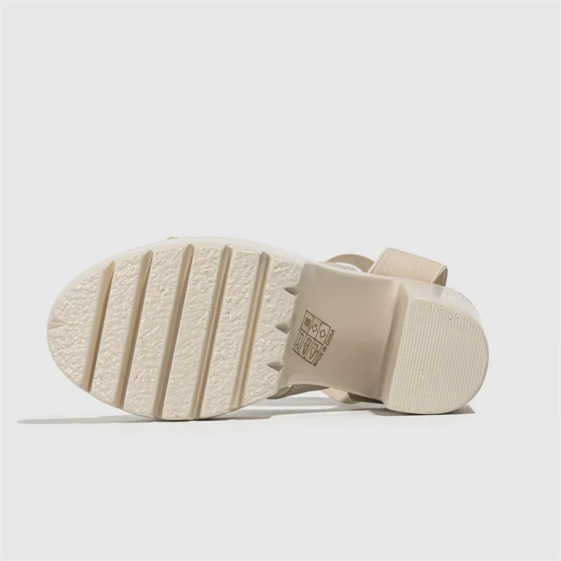 Liyke Punk Style Chunky High Heels Platform Sandals Women Open Toe Slip on Stretch Ankle Strap Summer Shoes Female