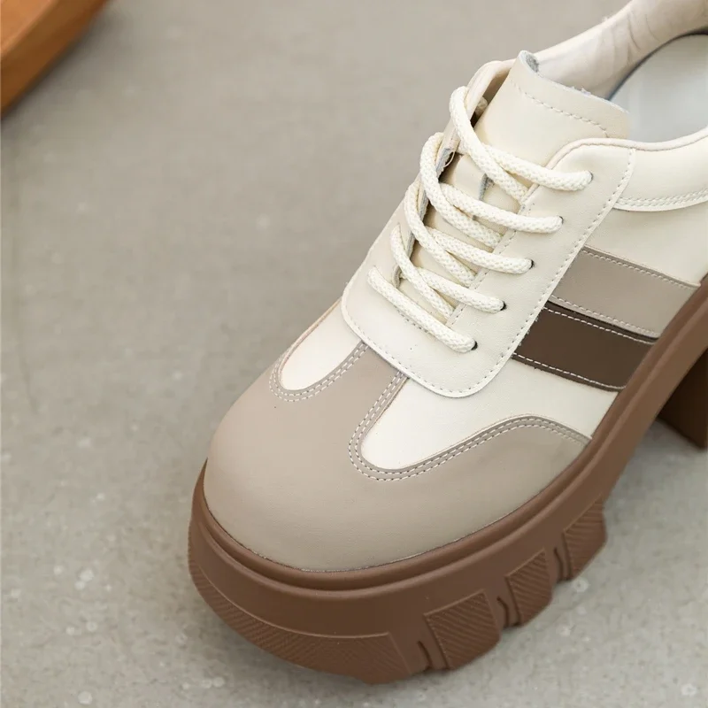 High Heels Ladies Spring New 11cm Fashion Women's Shoes Platform Genuine Leather Lace-up Ladies Shoes High Heels Ladies Spring New 11cm Fashion Women's Shoes Platform Genuine Leather Lace-up Ladies Shoes