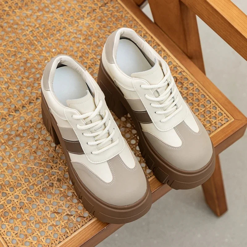 High Heels Ladies Spring New 11cm Fashion Women's Shoes Platform Genuine Leather Lace-up Ladies Shoes High Heels Ladies Spring New 11cm Fashion Women's Shoes Platform Genuine Leather Lace-up Ladies Shoes