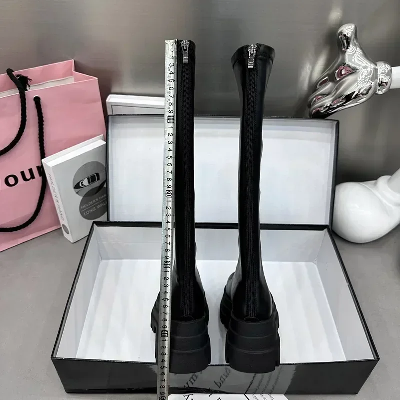 Winter Women Knight High Boots Fashion Back Zippers Ladies Elegant Platform Flats Long Booties Short Plush Women’s Footwear Winter Women Knight High Boots Fashion Back Zippers Ladies Elegant Platform Flats Long Booties Short Plush Women's Footwear