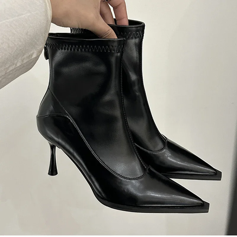 Autumn Winter Women Slim Ankle Boots Fashion Elegant Pointed Toe Shoes Thin High Heel Women's Morder Short Booties Autumn Winter Women Slim Ankle Boots Fashion Elegant Pointed Toe Shoes Thin High Heel Women's Morder Short Booties