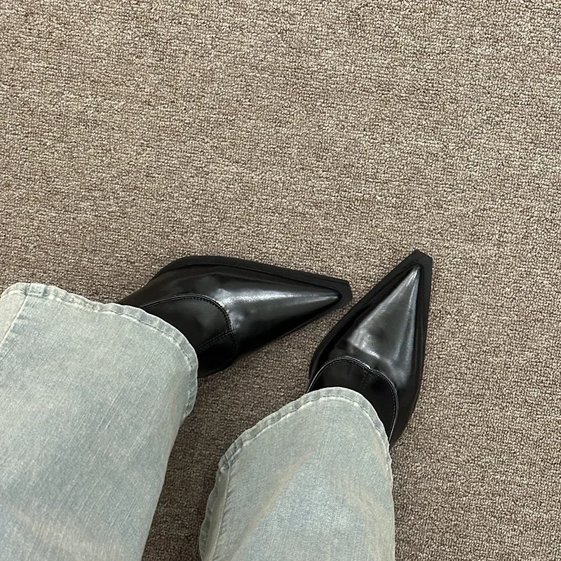 Autumn Winter Women Slim Ankle Boots Fashion Elegant Pointed Toe Shoes Thin High Heel Women's Morder Short Booties