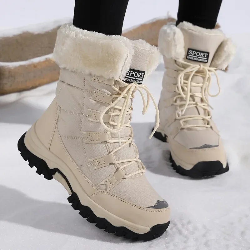 New Cotton Shoes Waterproof and Cold Proof Long Boots for Women Outdoor with Thick Velvet and Warmth Snow Boots