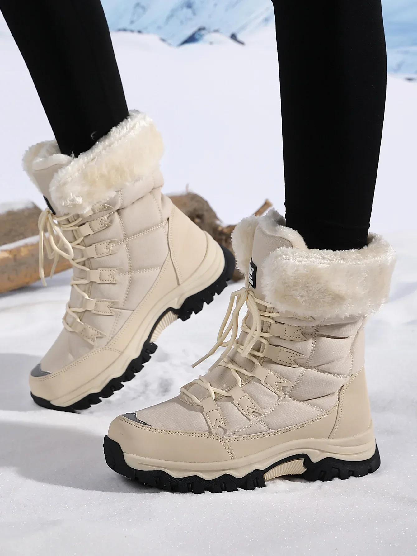 New Cotton Shoes Waterproof and Cold Proof Long Boots for Women Outdoor with Thick Velvet and Warmth Snow Boots