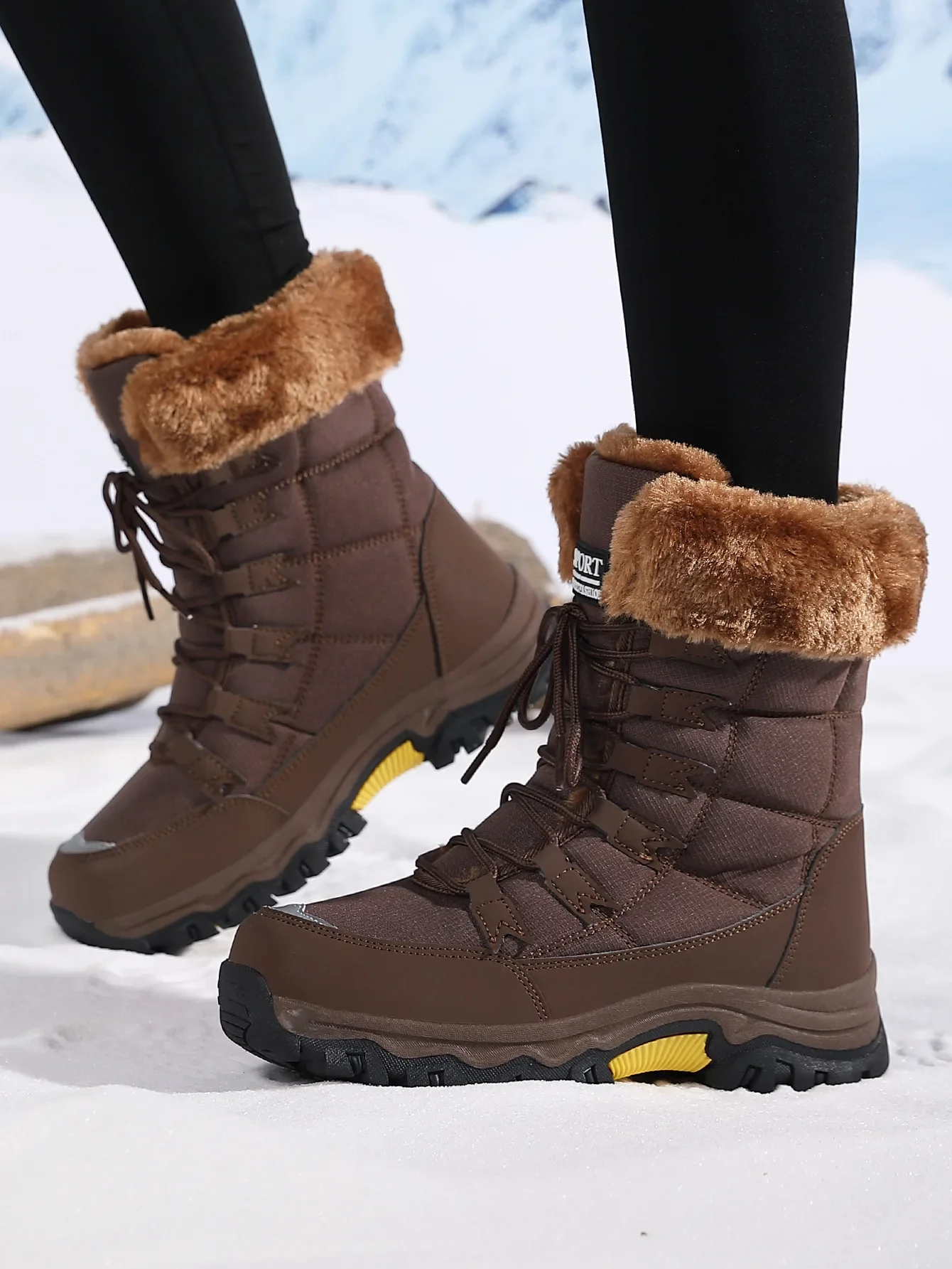 New Cotton Shoes Waterproof and Cold Proof Long Boots for Women Outdoor with Thick Velvet and Warmth Snow Boots