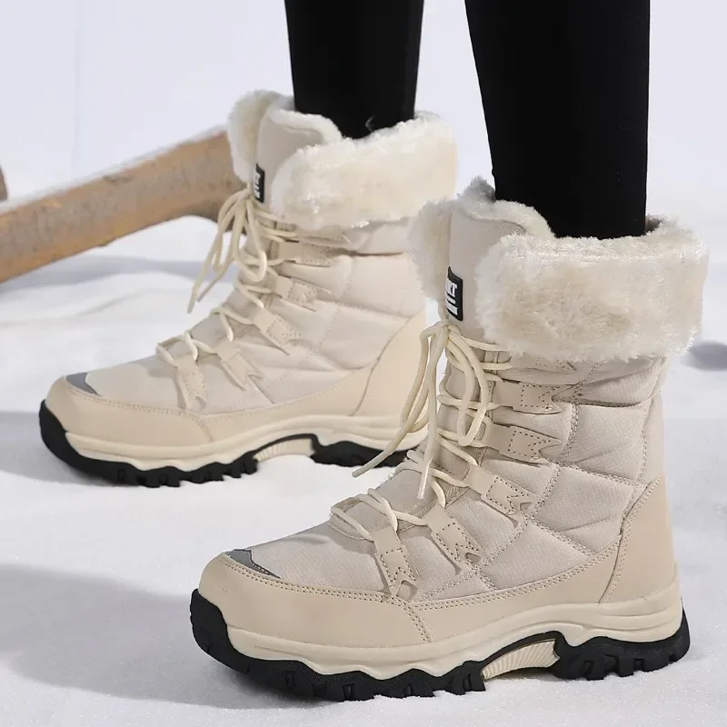 New Cotton Shoes Waterproof and Cold Proof Long Boots for Women Outdoor with Thick Velvet and Warmth Snow Boots