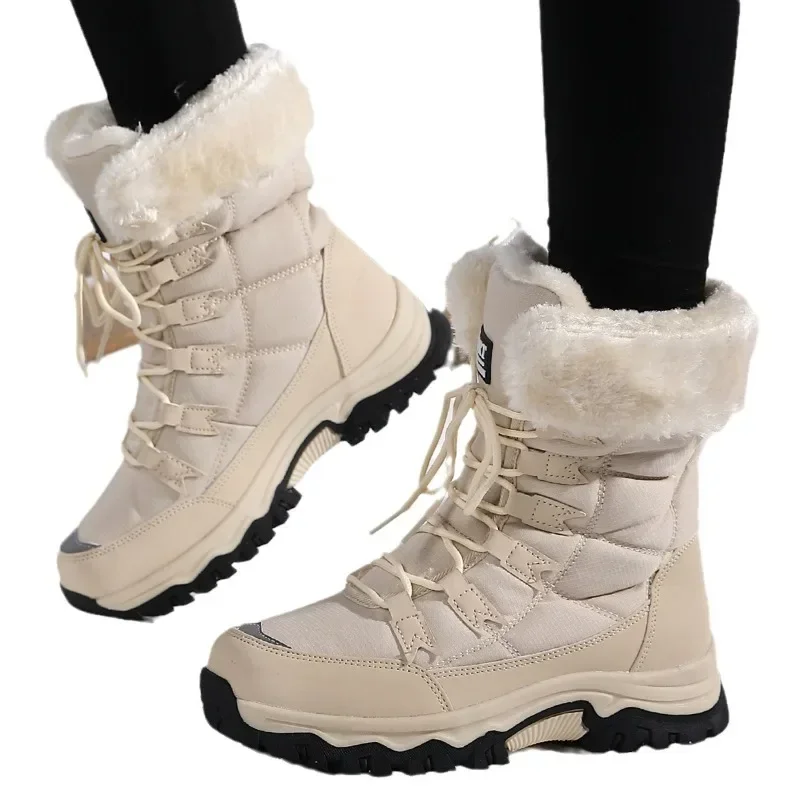New Cotton Shoes Waterproof and Cold Proof Long Boots for Women Outdoor with Thick Velvet and Warmth Snow Boots