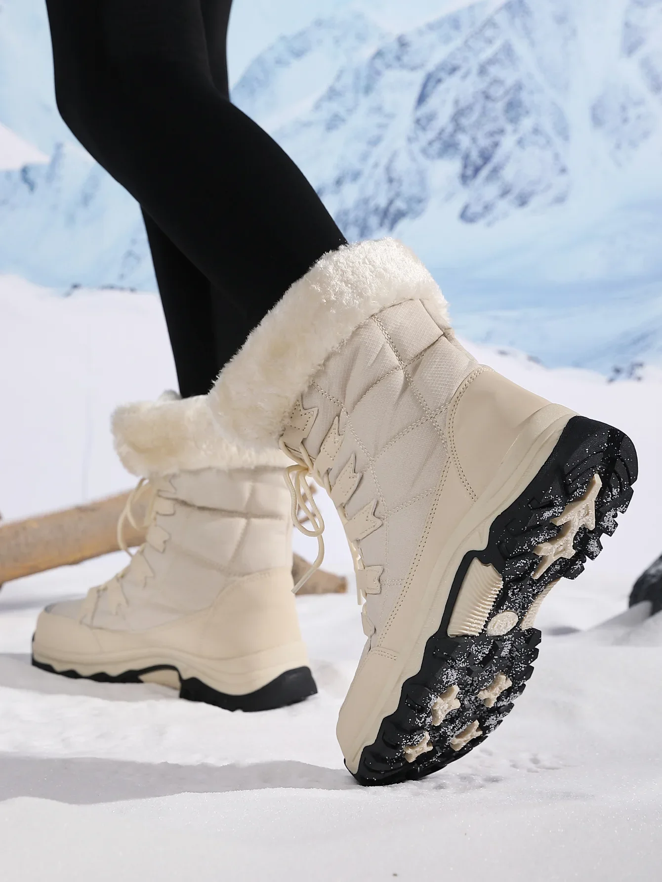 New Cotton Shoes Waterproof and Cold Proof Long Boots for Women Outdoor with Thick Velvet and Warmth Snow Boots