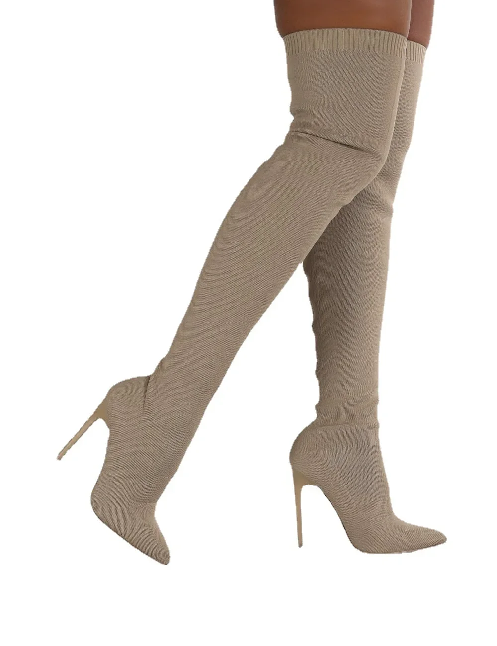 Ladies Socks Over The Knee Women Boots Stretch Fabrics High Heel Slip on Shoes Pointed Toe Woman Long Boots Size 36-43 Ladies Socks Over The Knee Women Boots Stretch Fabrics High Heel Slip on Shoes Pointed Toe Woman Long Boots Size 36-43