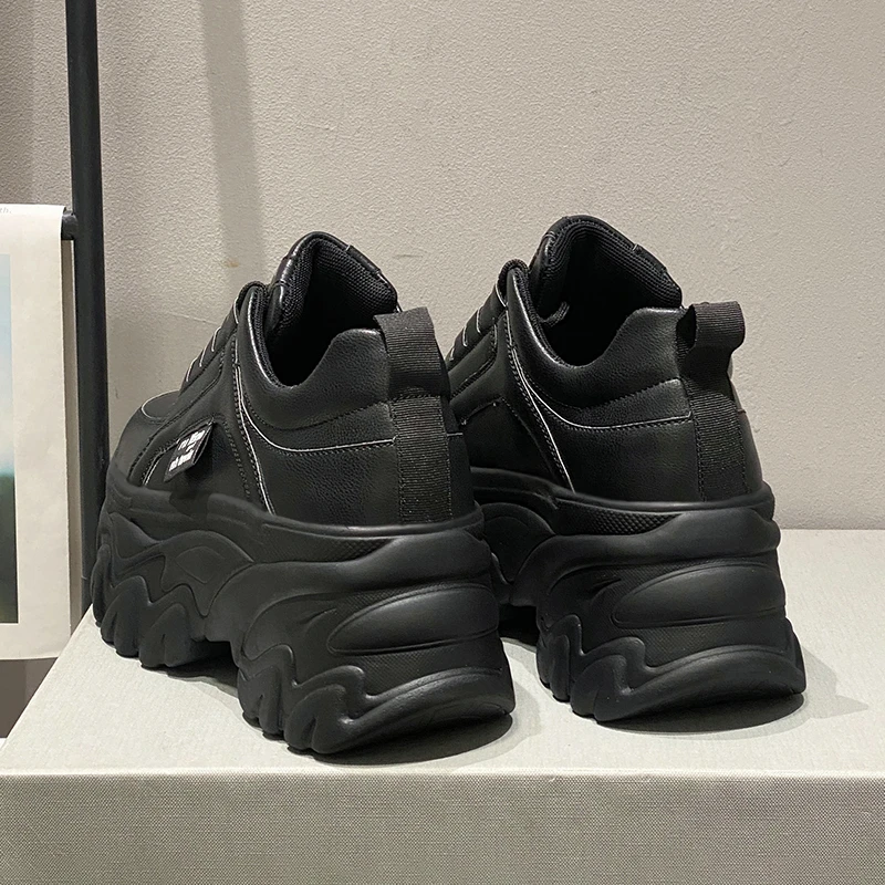 White Black Chunky Sneakers Women Spring Autumn Thick Bottom Dad Shoes Woman Fashion PU Leather Platform Sneakers Ladies Tennis