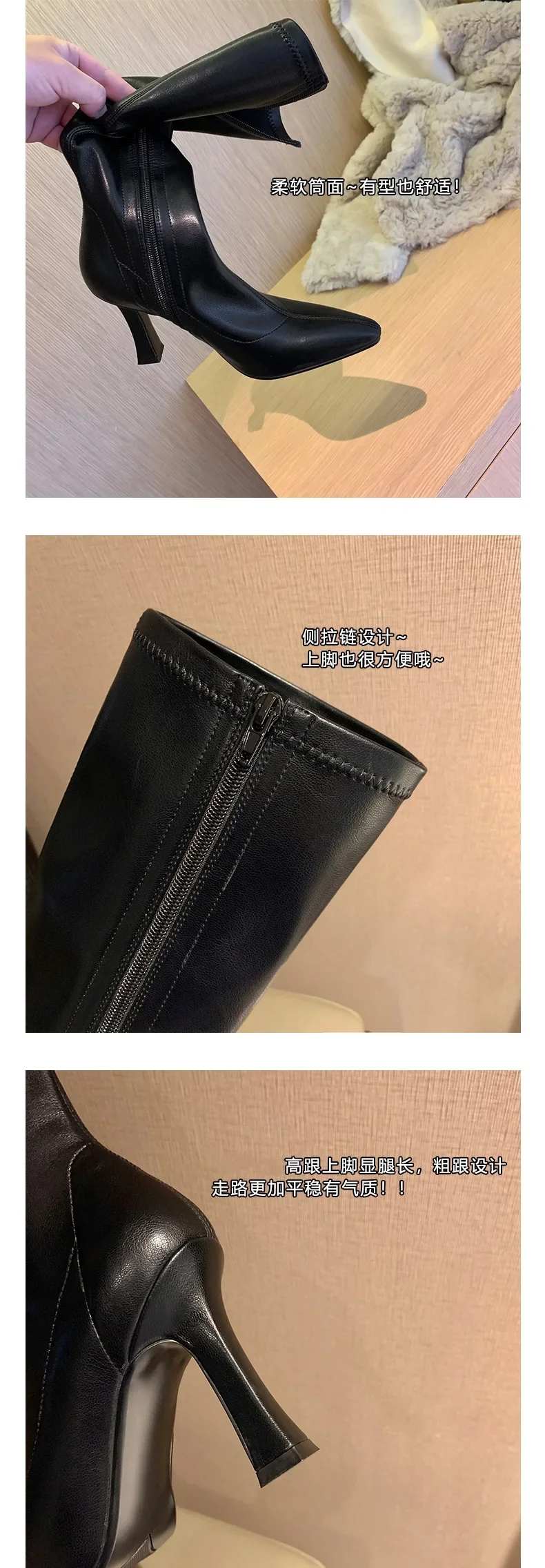 Women Boots High Heels Boots Sexy Knee High Boots Ladies Pointed Toe Side Zipper Shoes Autumn Fashion Knight Boot Women Boots High Heels Boots Sexy Knee High Boots Ladies Pointed Toe Side Zipper Shoes Autumn Fashion Knight Boot