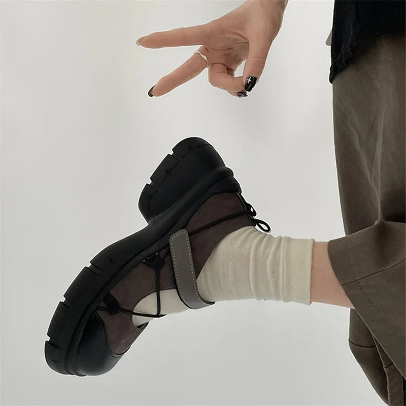 Round Toe HOOk&LOOP Mary Janes Women Shoes Non-Slip Thick Bottom Ladies Shoes Retro Height Increasing Casual Round Toe HOOk&LOOP Mary Janes Women Shoes Non-Slip Thick Bottom Ladies Shoes Retro Height Increasing Casual