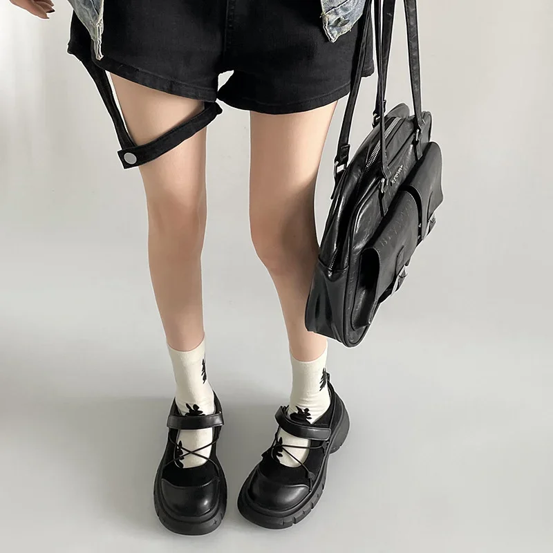 Round Toe HOOk&LOOP Mary Janes Women Shoes Non-Slip Thick Bottom Ladies Shoes Retro Height Increasing Casual Round Toe HOOk&LOOP Mary Janes Women Shoes Non-Slip Thick Bottom Ladies Shoes Retro Height Increasing Casual