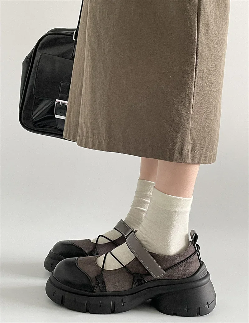Round Toe HOOk&LOOP Mary Janes Women Shoes Non-Slip Thick Bottom Ladies Shoes Retro Height Increasing Casual Round Toe HOOk&LOOP Mary Janes Women Shoes Non-Slip Thick Bottom Ladies Shoes Retro Height Increasing Casual
