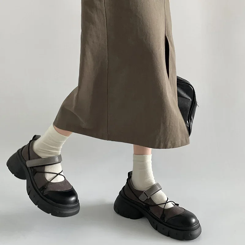 Round Toe HOOk&LOOP Mary Janes Women Shoes Non-Slip Thick Bottom Ladies Shoes Retro Height Increasing Casual Round Toe HOOk&LOOP Mary Janes Women Shoes Non-Slip Thick Bottom Ladies Shoes Retro Height Increasing Casual