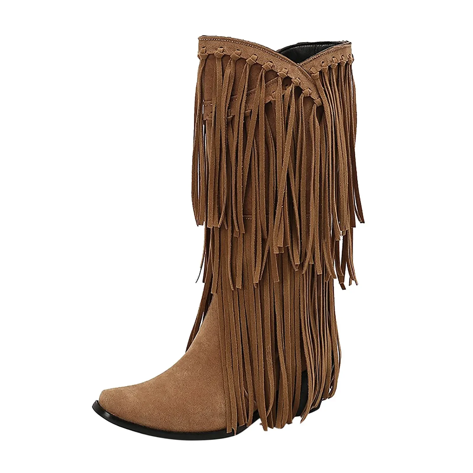 Large Size 45 Women Retro Ethnic Western Cowboy Boots Block Medium Heels Tassel Fringe Kneehigh Boot Lady Winter Shoes Large Size 45 Women Retro Ethnic Western Cowboy Boots Block Medium Heels Tassel Fringe Kneehigh Boot Lady Winter Shoes