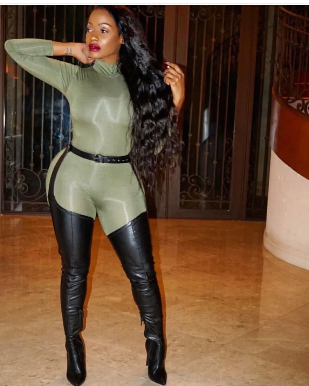 Women Chap Boots Stretch Zip Up Waist Belt Pointed Toe High Heels Boots Thigh High Shoes Sexy Ladies Stilettos Large Size 35-43 Women Chap Boots Stretch Zip Up Waist Belt Pointed Toe High Heels Boots Thigh High Shoes Sexy Ladies Stilettos Large Size 35-43