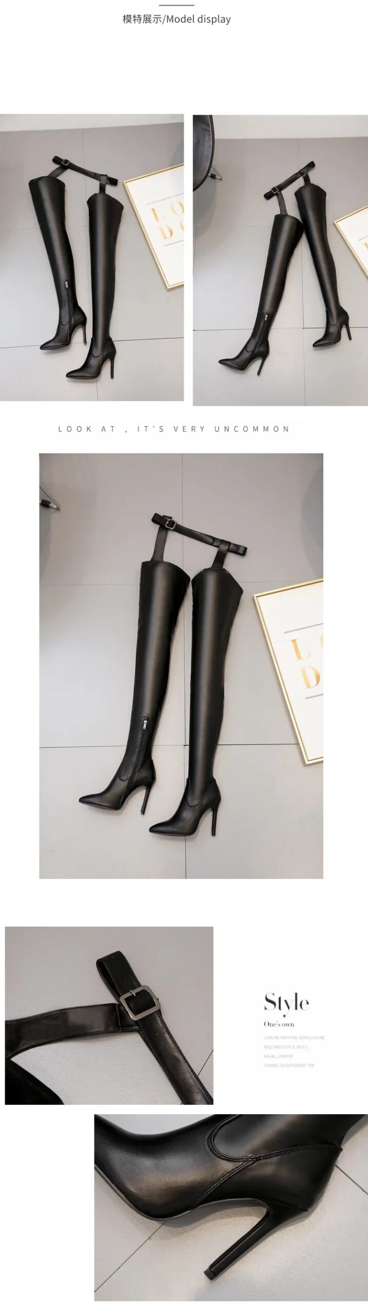 Women Chap Boots Stretch Zip Up Waist Belt Pointed Toe High Heels Boots Thigh High Shoes Sexy Ladies Stilettos Large Size 35-43 Women Chap Boots Stretch Zip Up Waist Belt Pointed Toe High Heels Boots Thigh High Shoes Sexy Ladies Stilettos Large Size 35-43
