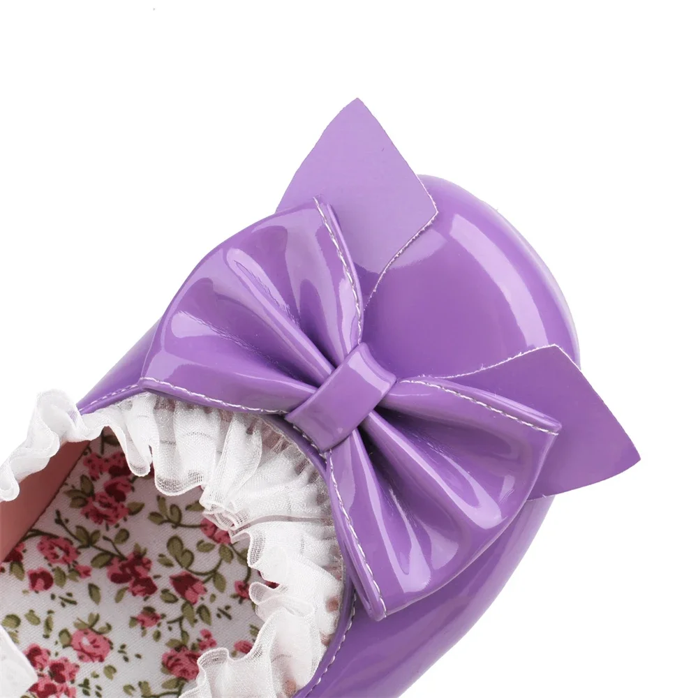 Woman Med Heel Lolita Shoes Patent Leather Cute Bow Mary Jane Pumps Bride Wedding Cosplay Party Red Pink Black Green Size 31-43 Woman Med Heel Lolita Shoes Patent Leather Cute Bow Mary Jane Pumps Bride Wedding Cosplay Party Red Pink Black Green Size 31-43