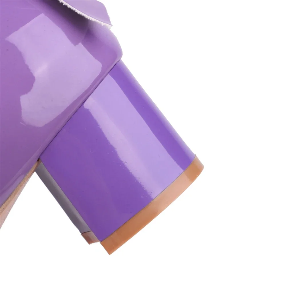 Woman Med Heel Lolita Shoes Patent Leather Cute Bow Mary Jane Pumps Bride Wedding Cosplay Party Red Pink Black Green Size 31-43