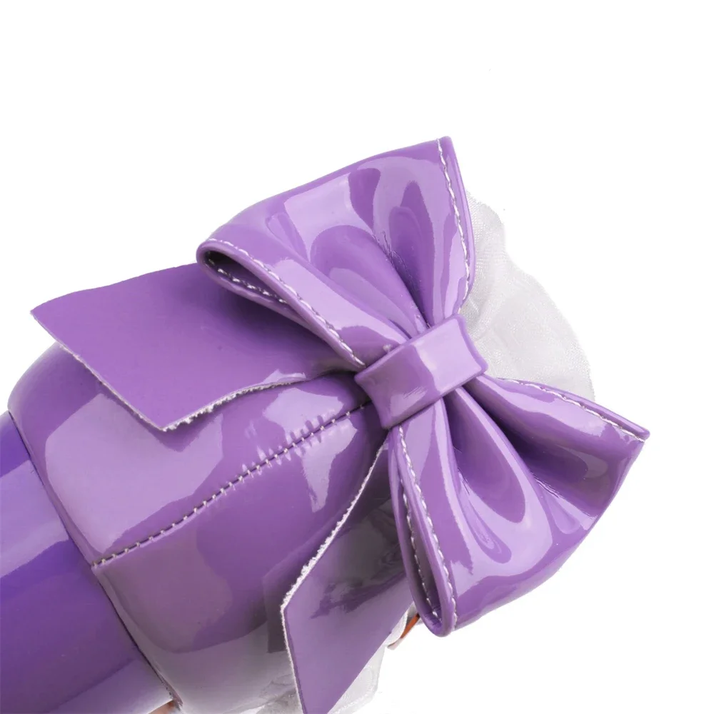 Woman Med Heel Lolita Shoes Patent Leather Cute Bow Mary Jane Pumps Bride Wedding Cosplay Party Red Pink Black Green Size 31-43 Woman Med Heel Lolita Shoes Patent Leather Cute Bow Mary Jane Pumps Bride Wedding Cosplay Party Red Pink Black Green Size 31-43