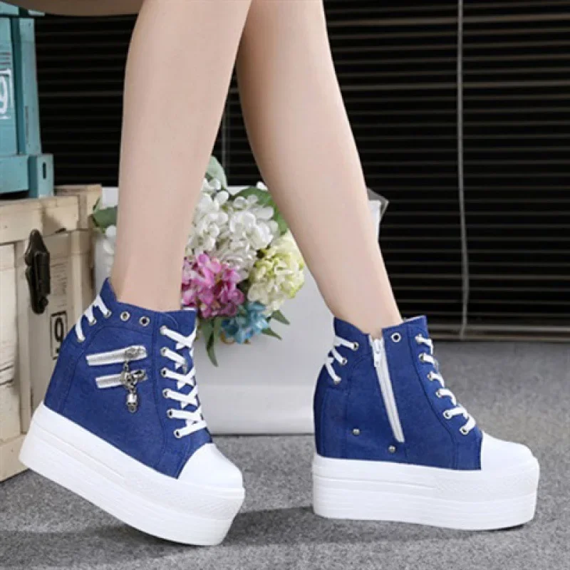 NEW Brand Hidden Heel Platform Sneakers Women's Breathable Wedge Canvas Shoes Woman Casual Ladies Boots Autumn Zapatos Mujer EVA