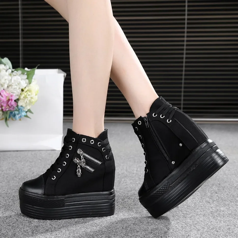 NEW Brand Hidden Heel Platform Sneakers Women's Breathable Wedge Canvas Shoes Woman Casual Ladies Boots Autumn Zapatos Mujer EVA