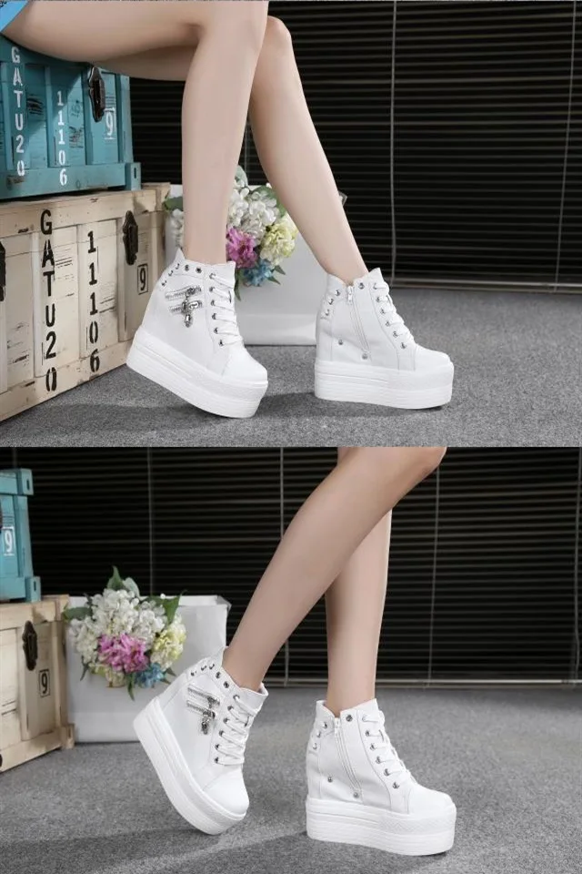 NEW Brand Hidden Heel Platform Sneakers Women's Breathable Wedge Canvas Shoes Woman Casual Ladies Boots Autumn Zapatos Mujer EVA