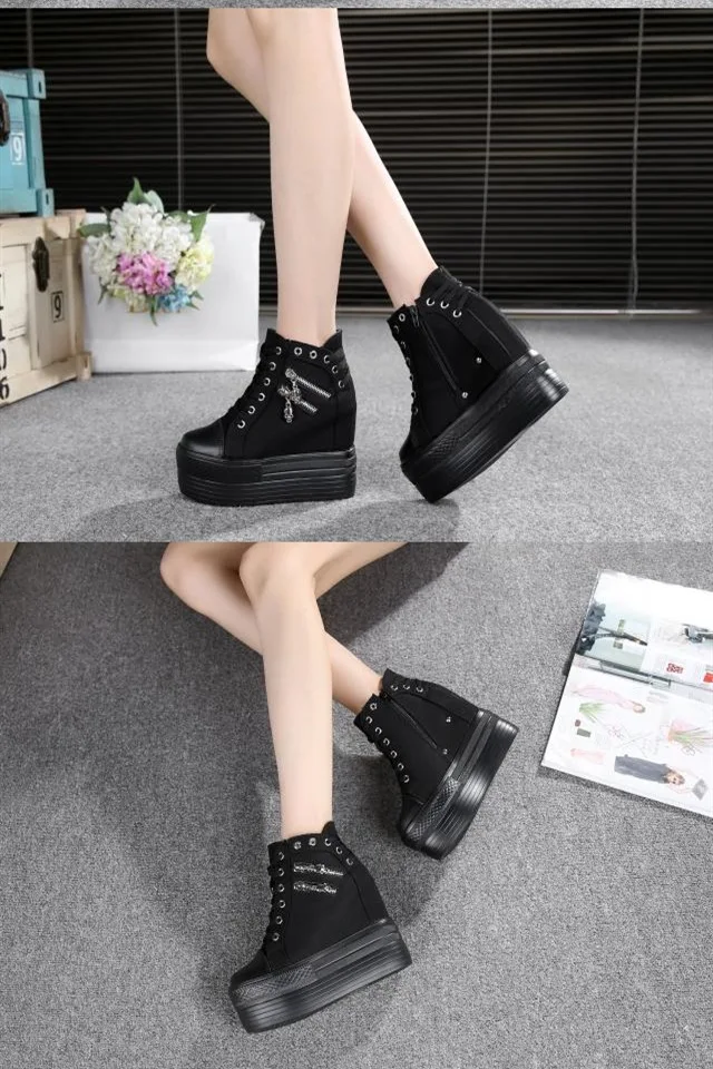 NEW Brand Hidden Heel Platform Sneakers Women's Breathable Wedge Canvas Shoes Woman Casual Ladies Boots Autumn Zapatos Mujer EVA