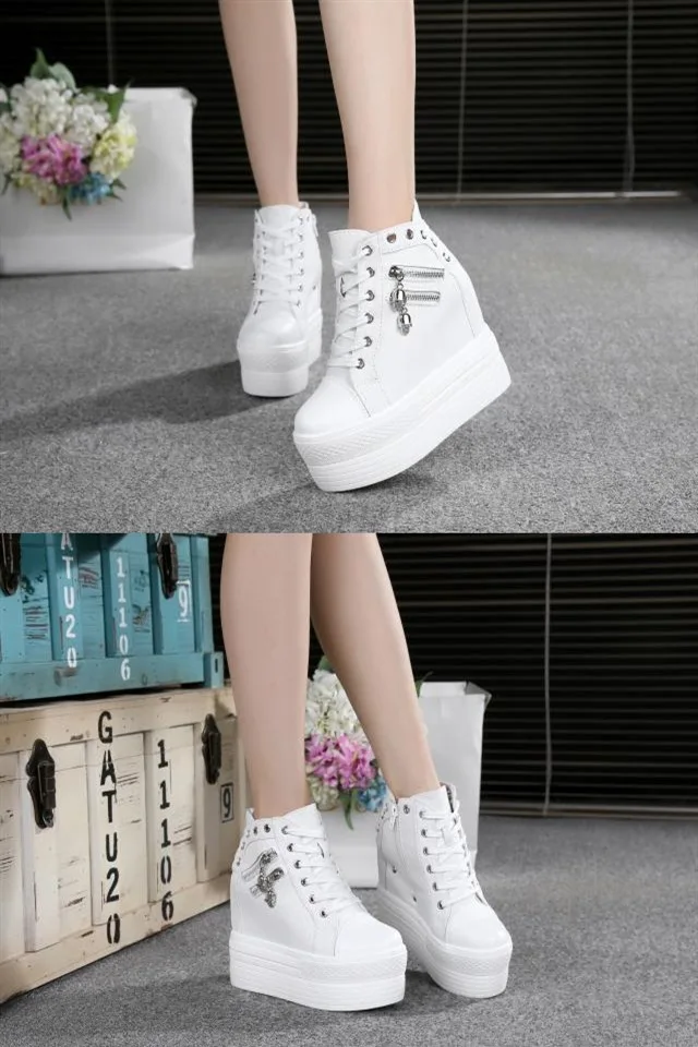 NEW Brand Hidden Heel Platform Sneakers Women's Breathable Wedge Canvas Shoes Woman Casual Ladies Boots Autumn Zapatos Mujer EVA