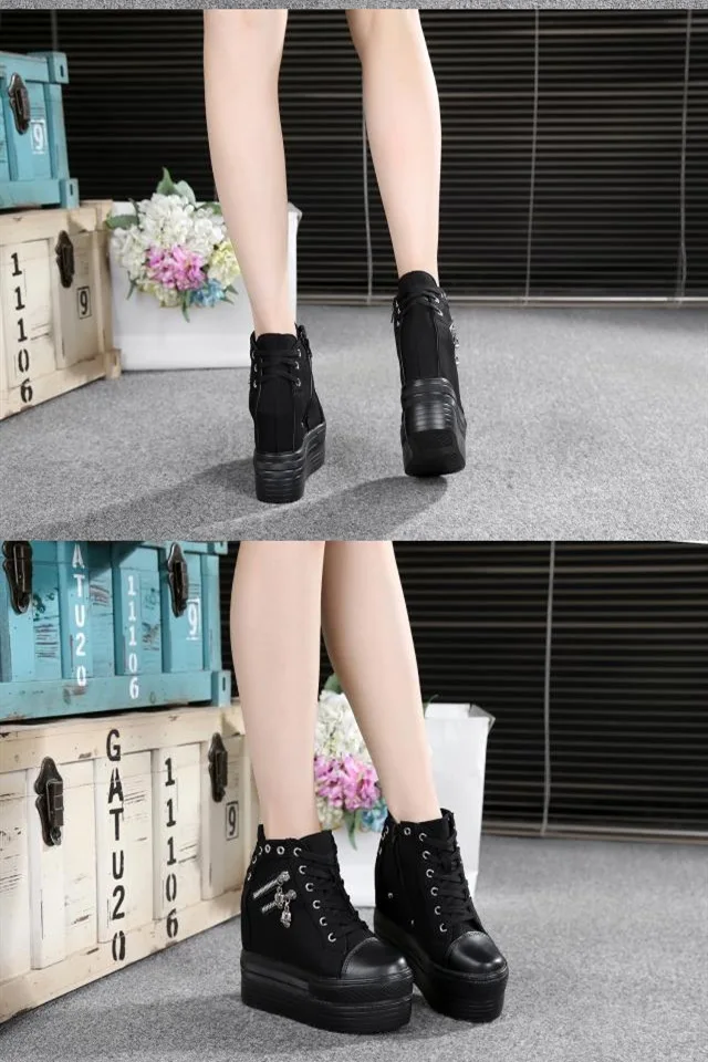 NEW Brand Hidden Heel Platform Sneakers Women's Breathable Wedge Canvas Shoes Woman Casual Ladies Boots Autumn Zapatos Mujer EVA