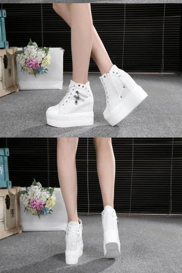 NEW Brand Hidden Heel Platform Sneakers Women's Breathable Wedge Canvas Shoes Woman Casual Ladies Boots Autumn Zapatos Mujer EVA