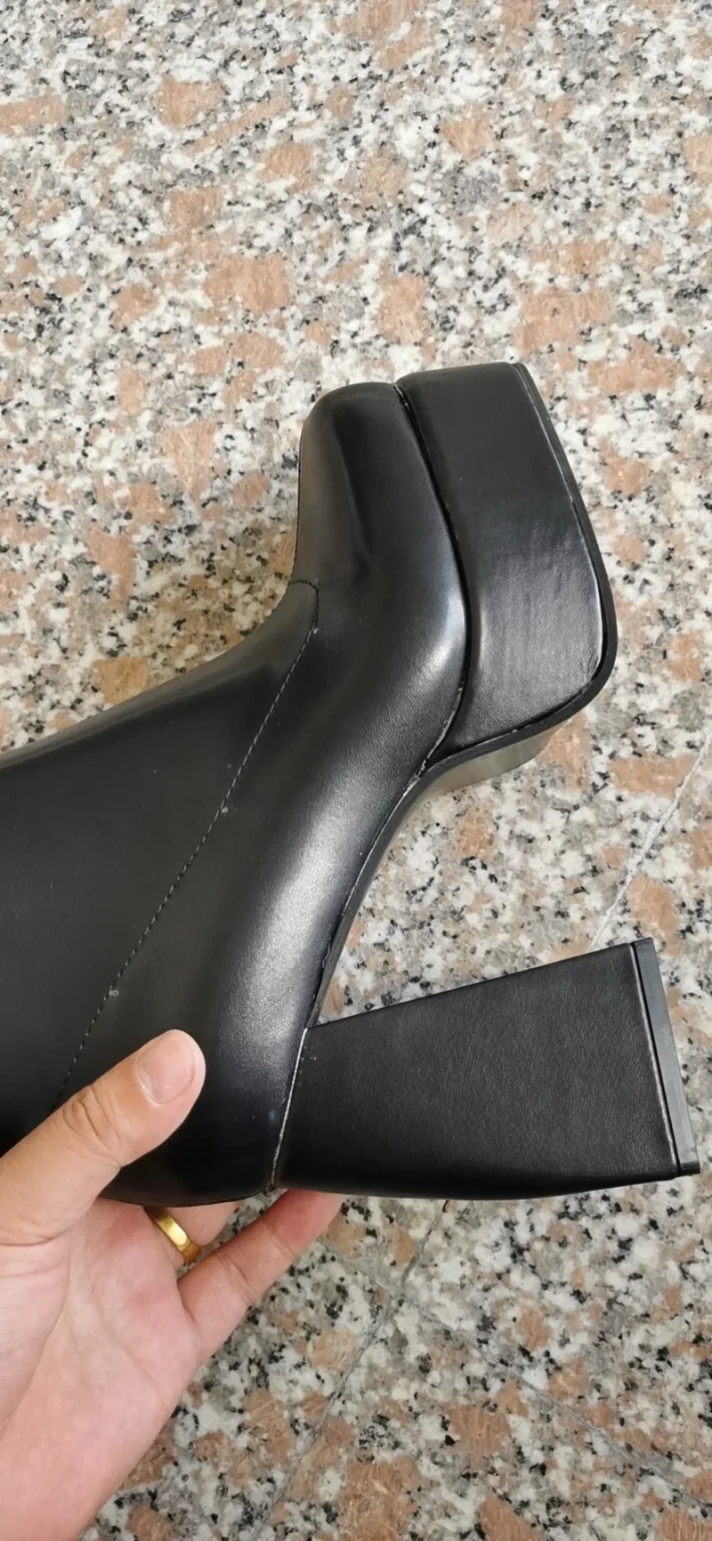 Autumn/Winter Square Headed Thick High Heels Knee-High Elastic Boots for Womens on Platform Black Knight Boot Sexy Party Pumps