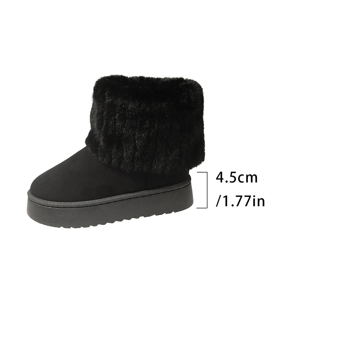 Shoes for Women Winter Women's Boots Black Round Toe Solid Flock Plush Warm Mid Heel Water Proof Casual Snow Boots Women