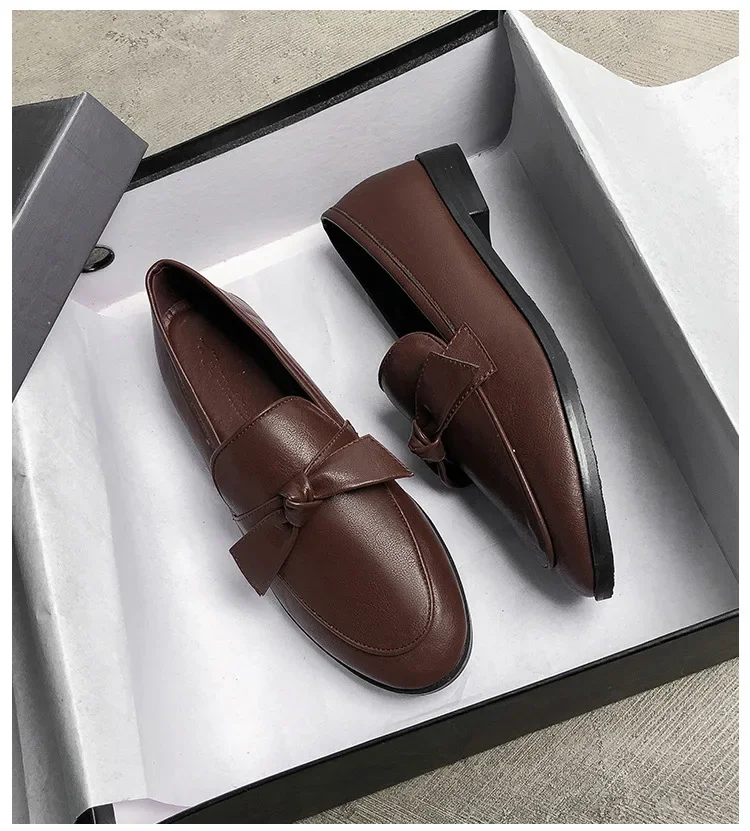 2024 Spring Fashion Flat Shoes Women PU Leather Slip on Loafer Shoes Ladies Flats Mocassins Big Size 44 Sapato Feminino Loafers