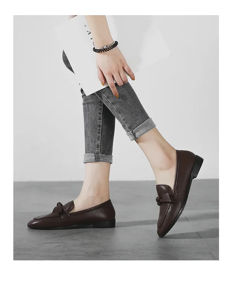 2024 Spring Fashion Flat Shoes Women PU Leather Slip on Loafer Shoes Ladies Flats Mocassins Big Size 44 Sapato Feminino Loafers