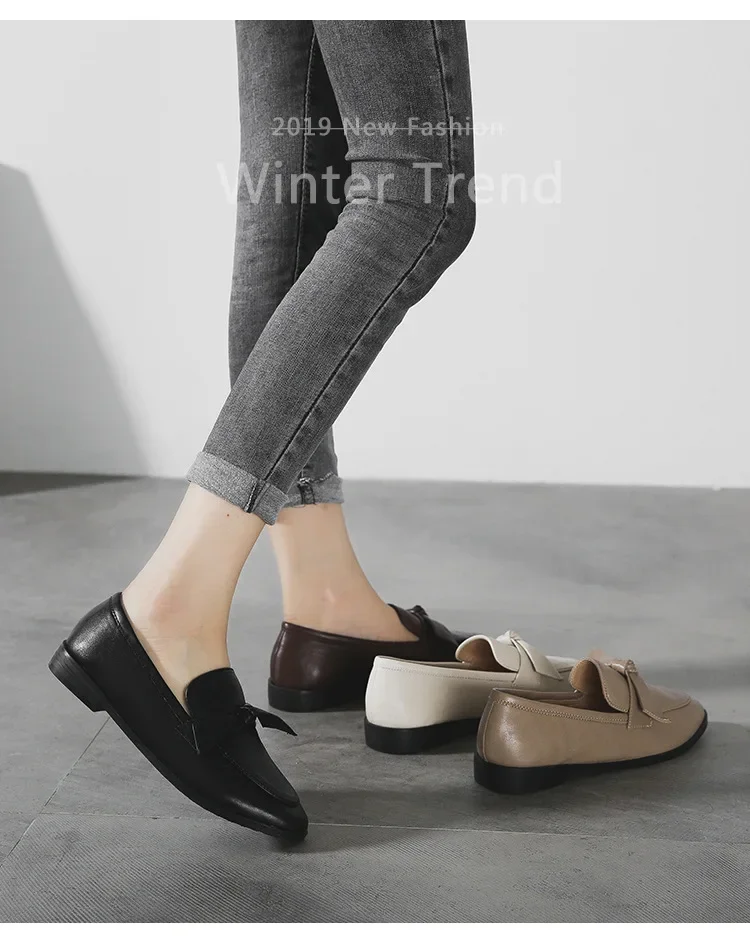 2024 Spring Fashion Flat Shoes Women PU Leather Slip on Loafer Shoes Ladies Flats Mocassins Big Size 44 Sapato Feminino Loafers