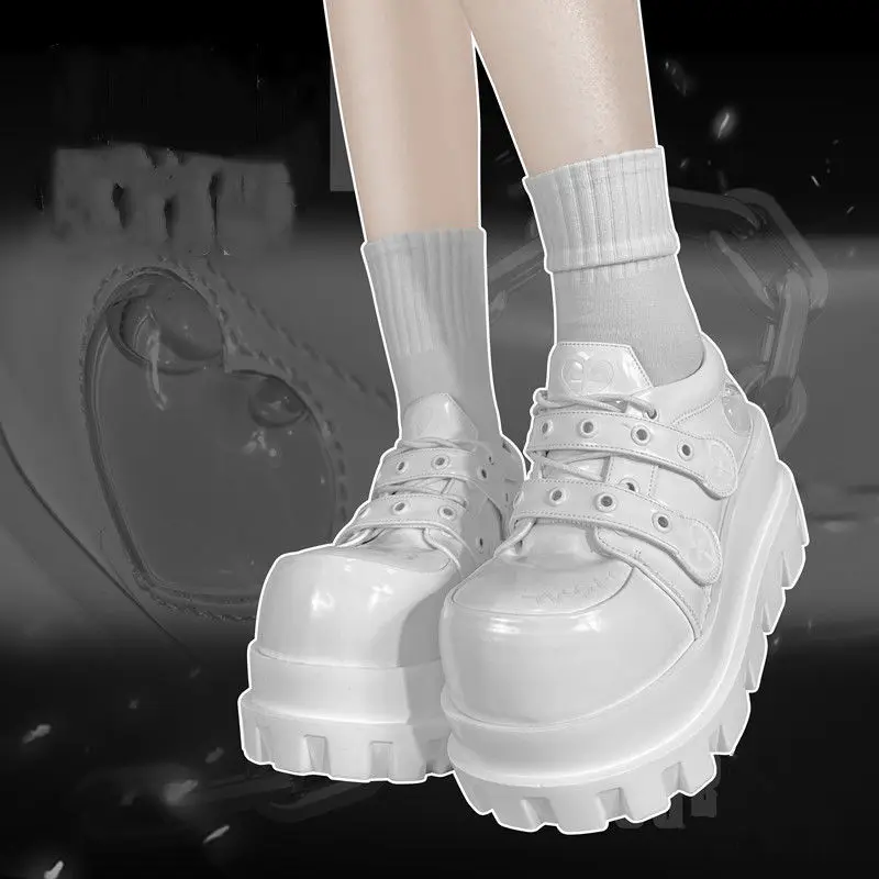 Platform Boots Women  Spring Autumn PU Trifle Base Pink Lolita Shoes Round Toe Solid High Heels Gothic Shoes