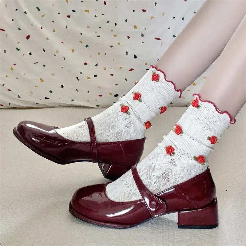 Retro Red Mary Jane Shoes Women Thick Heels Ankle Buckle Lolita Shoes Woman Student French Square Heel Shallow Mouth Single Shoe Retro Red Mary Jane Shoes Women Thick Heels Ankle Buckle Lolita Shoes Woman Student French Square Heel Shallow Mouth Single Shoe